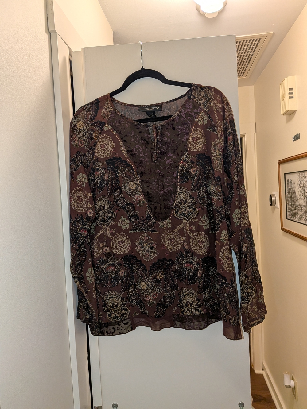 Venezia Boho Brown Floral Sheer Tunic Top 14/16